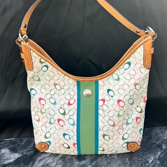 Coach Handbags - Coach Chelsea Heritage Signature Stripe Hobo No.C1069-F15138